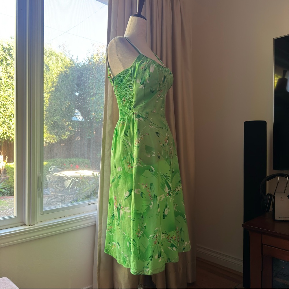 Vintage Deweese Design Green Floral Dress 7/8 - Picture 3 of 11
